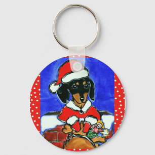 Porte-clés Dachshund de Noël