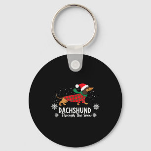 Porte-clés Dachshund de Noël à travers le wiener de neige SA