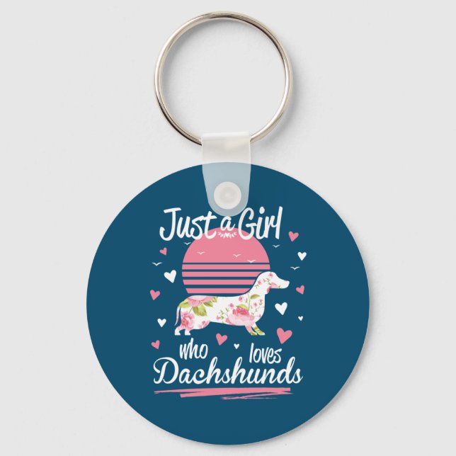 Porte-clés Dachshund Design, Juste Une Fille Qui Aime Les Dac (Recto)