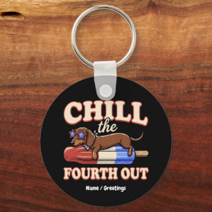 Porte-clés Dachshund drôle 14 juillet Chill le Quatre Out