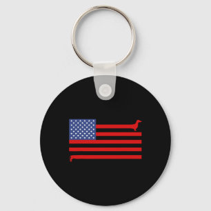 Porte-clés Dachshund Drôle Drapeau Usa 4 Juillet Patriote Dox