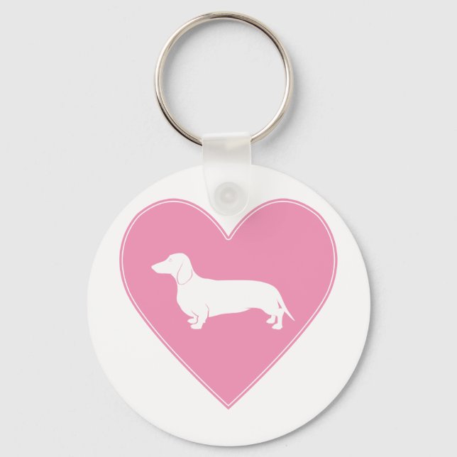 Porte-clés Dachshund Heart Classic Rose (Recto)