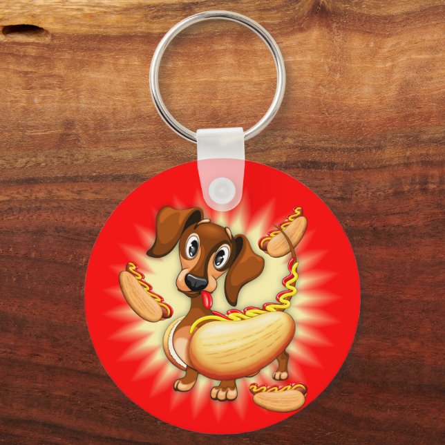 Porte-clés Dachshund Hot Dog (Recto)