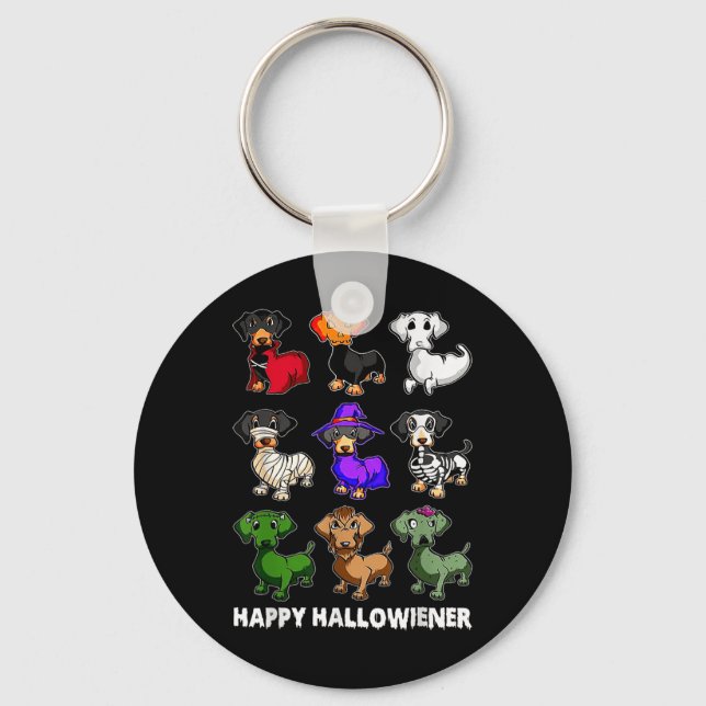 Porte-clés Dachshund Joyeux Halloweiner Fun Halloween Chiens  (Recto)