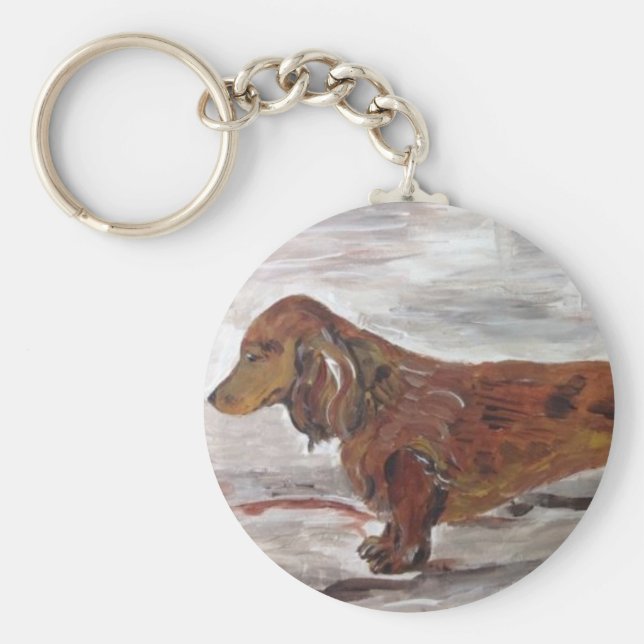 Porte-clés Dachshund Porte - clé de peinture par Willowcatdes (Devant)