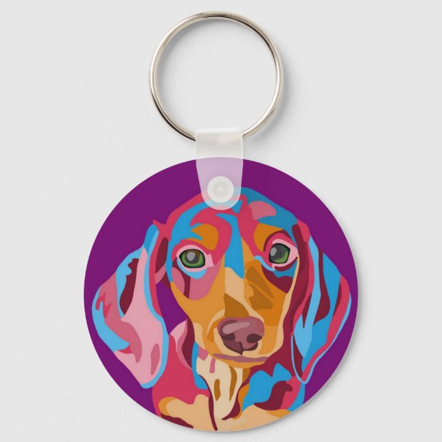 Porte-clés Dachshund pourpre (Recto)
