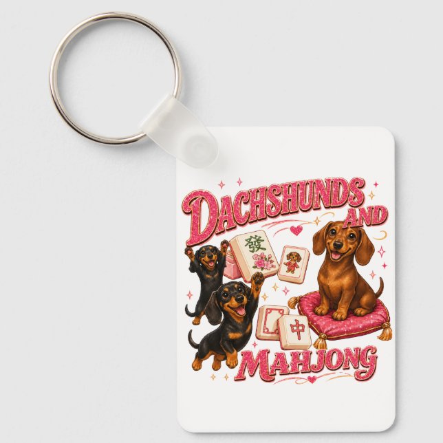 Porte-clés Dachshunds et Mahjong (Recto)