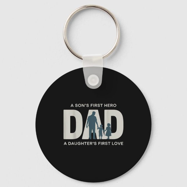 Porte-clés Dad Holding Kids Family Silhouette Father Quote  (Recto)