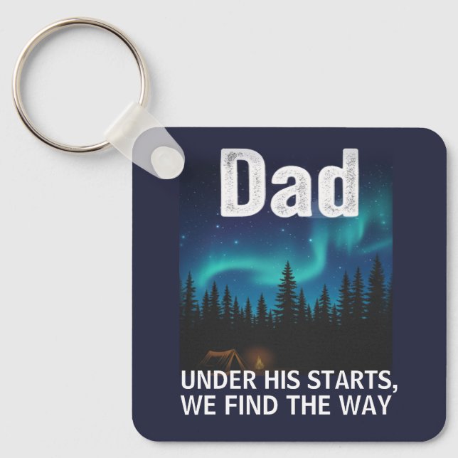 Porte-clés Dad Northern Lights Camping Customizable (Recto)