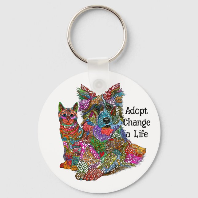 Porte-clés d'adoption d'animaux de compagnie chien (Recto)