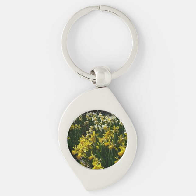Porte-clés Daffodiles jaunes et blancs Fleurs de printemps (Devant)