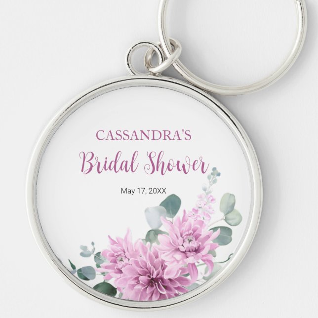 Porte-clés Dahlia Violette Eucalyptus Verdure Baby Shower  (Devant)