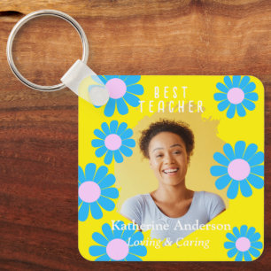 Porte-clés Daisy Best Teacher Photo Bright Jaune