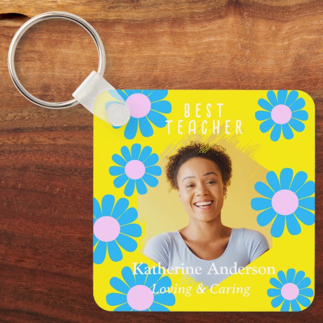 Porte-clés Daisy Best Teacher Photo Bright Jaune (Recto)