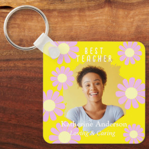 Porte-clés Daisy Best Teacher Photo Bright Jaune