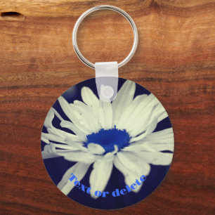 Porte-clés Daisy Blue Center Fleur Abstraite personnalisée