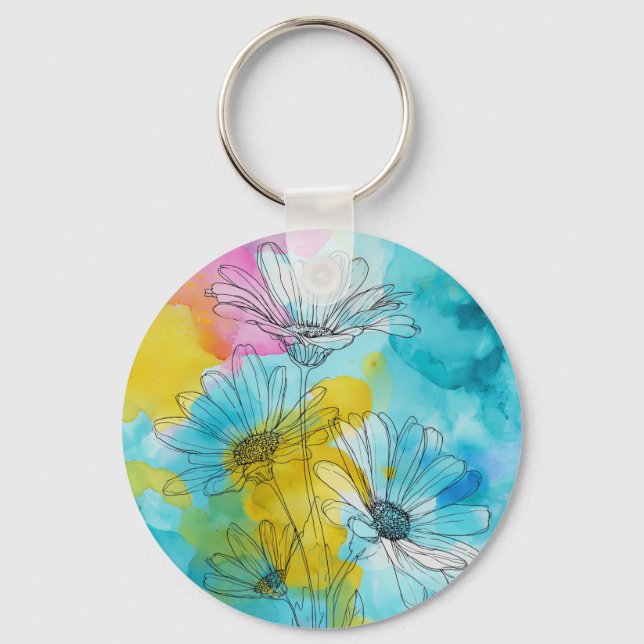 Porte-clés Daisy Flower Aluminium Circle Porte - clé Cadeau (Recto)