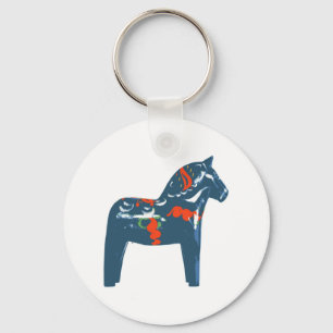 Porte-clés Dala Horse Bleu Art Moderne Suède