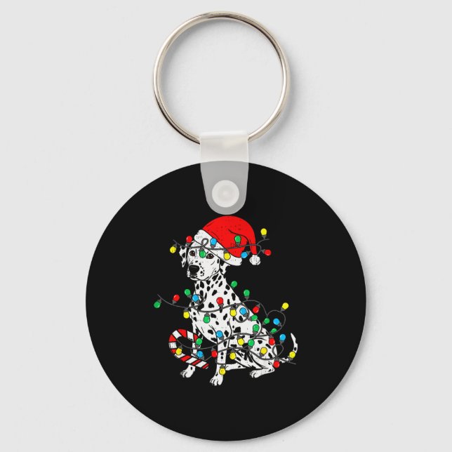 Porte-clés Dalmatian Dog Christmas Lights Santa Xmas Pet Dog  (Recto)