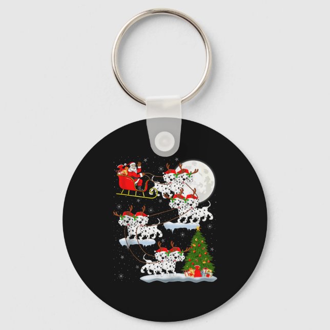 Porte-clés Dalmatian Dog Santa Sleigh Flying Funny Magical Ch (Recto)