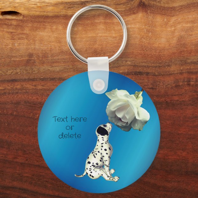 Porte-clés Dalmatian Puppy White Rose Cute Personalized (Recto)