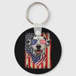 Porte-clés Dalmatien 14 juillet drapeau américain USA