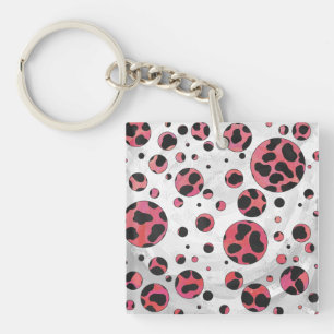 Porte-clés Dalmatien Noir et Rouge à Taches