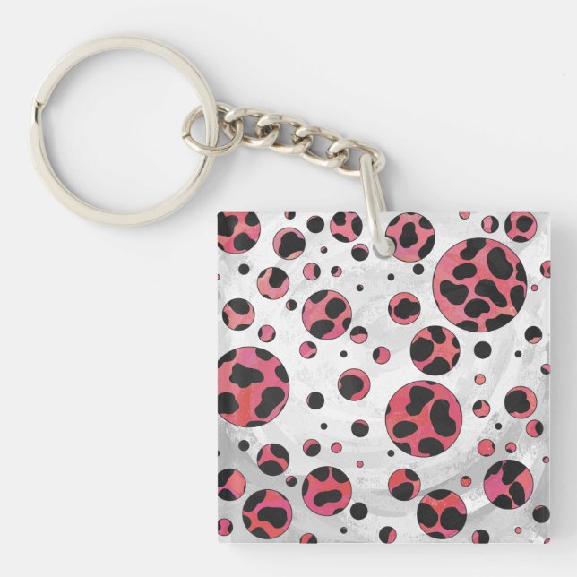 Porte-clés Dalmatien Noir et Rouge à Taches (Devant)
