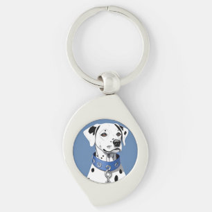 Porte-clés Dalmatien portant un collier bleu