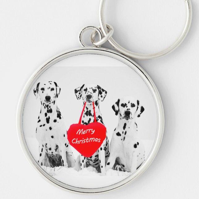 Porte-clés Dalmatiens souhaitant un joyeux porte - clé de Noë (Devant)