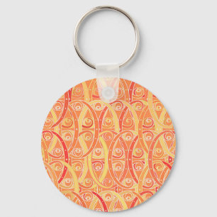 Porte-clés damas arabesques - orange doux et corail