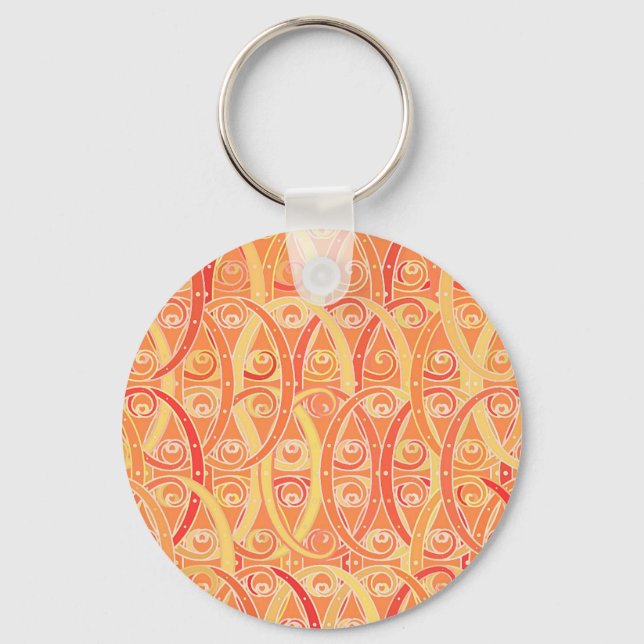 Porte-clés damas arabesques - orange doux et corail (Recto)