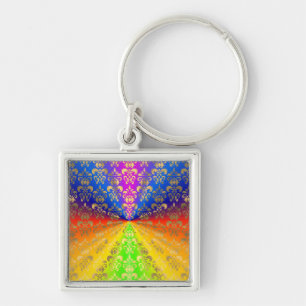 Porte-clés Damas arc-en-ciel d'or