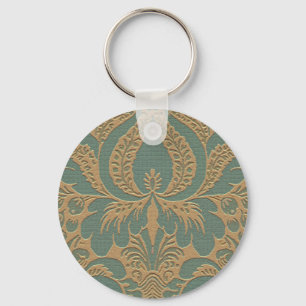 Porte-clés Damas beige turquoise