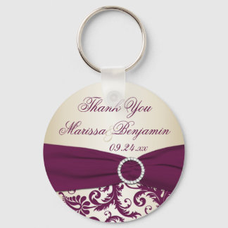 Porte-clés Damas de Plum et Champagne au ruban Faux