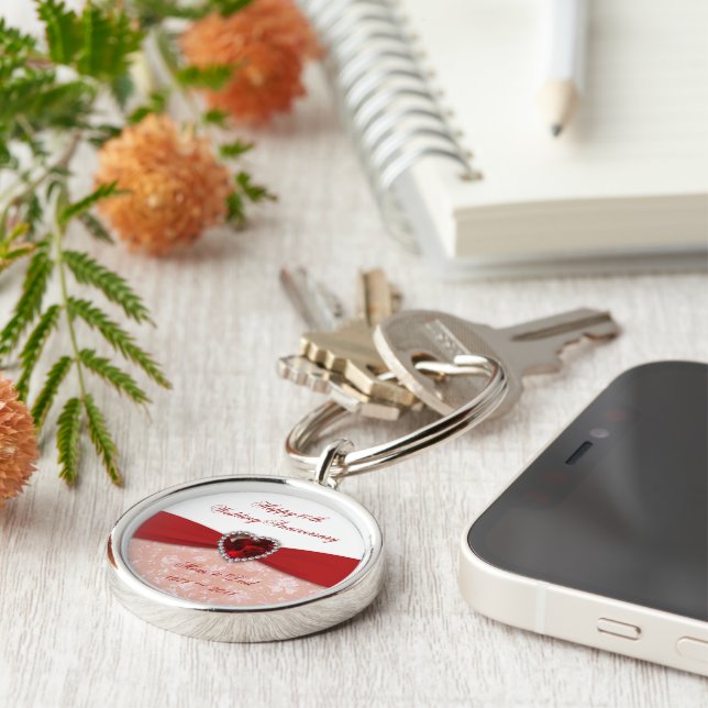 Porte-clés Damask 40e anniversaire Mariage Design (Côté)