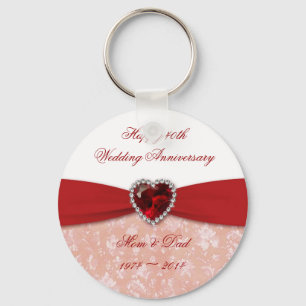 Porte-clés Damask 40th Wedding Anniversary Design