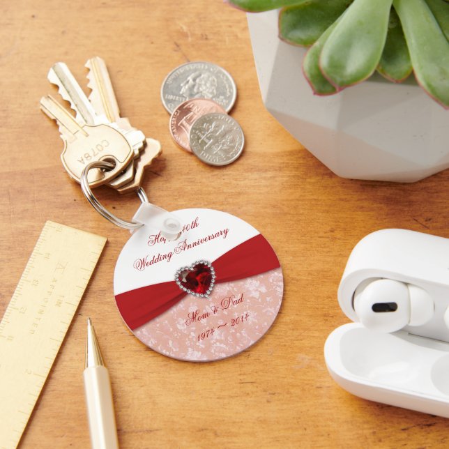 Porte-clés Damask 40th Wedding Anniversary Design (Bureau)