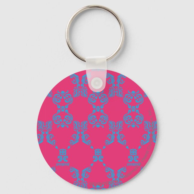 Porte-clés Damask Aqua-Magenta (Recto)