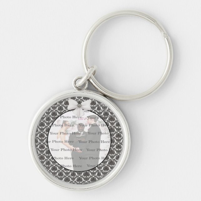 Porte-clés Damask Elegance Mariage Silver Round Porte - clé (Devant)