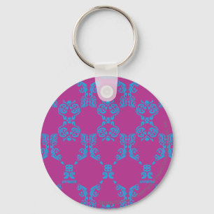 Porte-clés Damassé Aqua-Pourpre