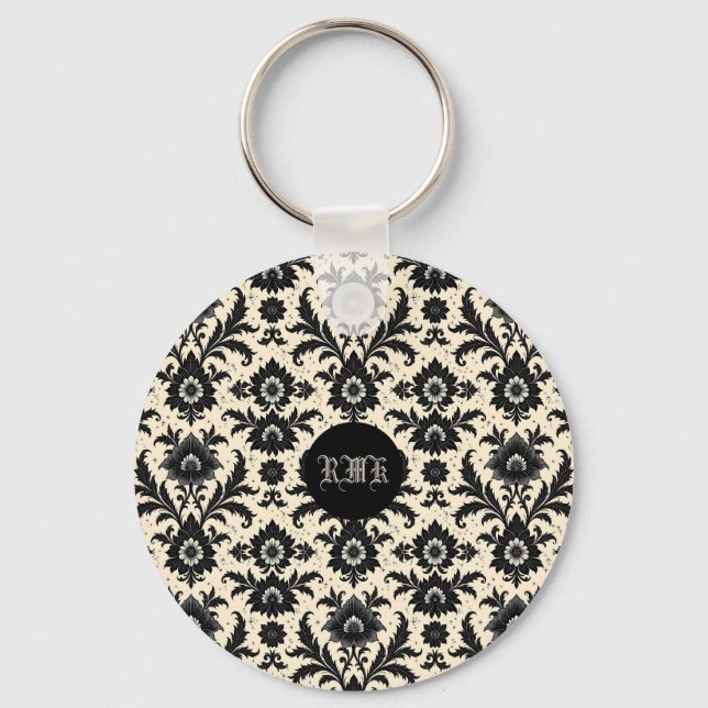 Porte-clés Damassé noir sur sépia (Recto)