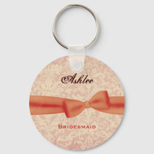 Porte-clés Damassé orange E009 d'Ecru d'arc de demoiselle