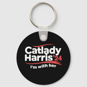 Porte-clés Dame aux chats Kamala Harris 2024 Je suis avec ell