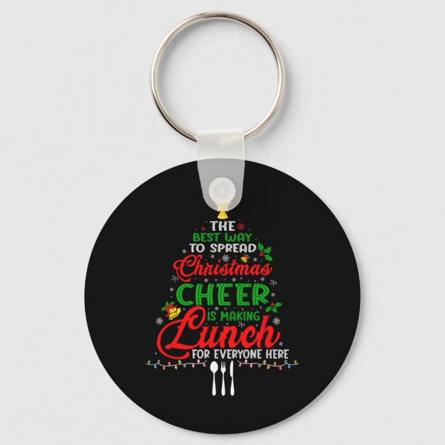 Porte-clés Dame de cantine Noël Xmas Cantine scolaire Déjeune (Recto)