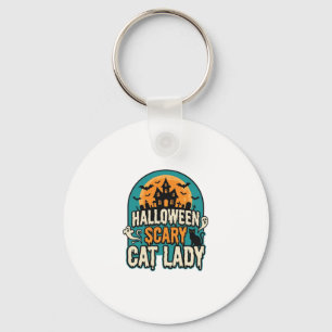 Porte-clés Dame de chat Halloween Épouvantable Maison hantée