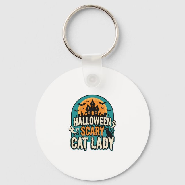 Porte-clés Dame de chat Halloween Épouvantable Maison hantée  (Recto)