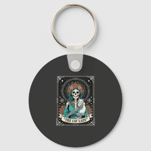 Porte-clés Dame de Chat Squelette Tarot Floral Gothique