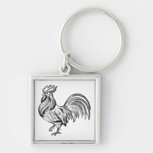 Porte-clés Dame poule folle fille de la campagne agriculteur