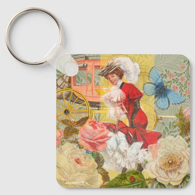 Porte-clés Dame victorienne femme élégante riche illustration (Recto)